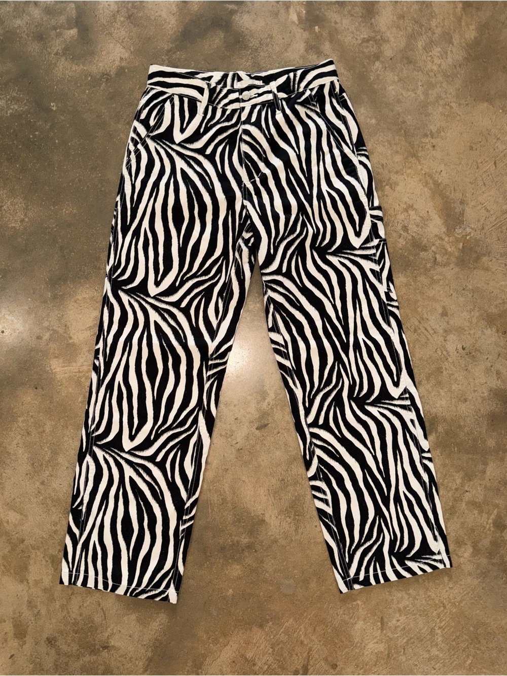 BDG Zebra Print Carpenter Utility Pants Wide Leg Black White 26